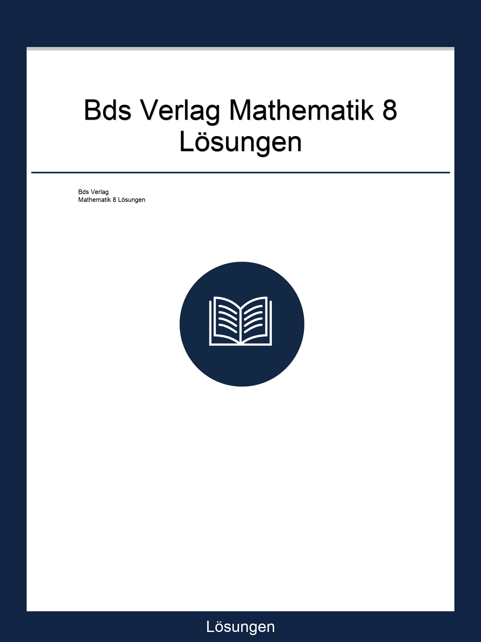 Bds Verlag Mathematik 8 Lösungen PDF