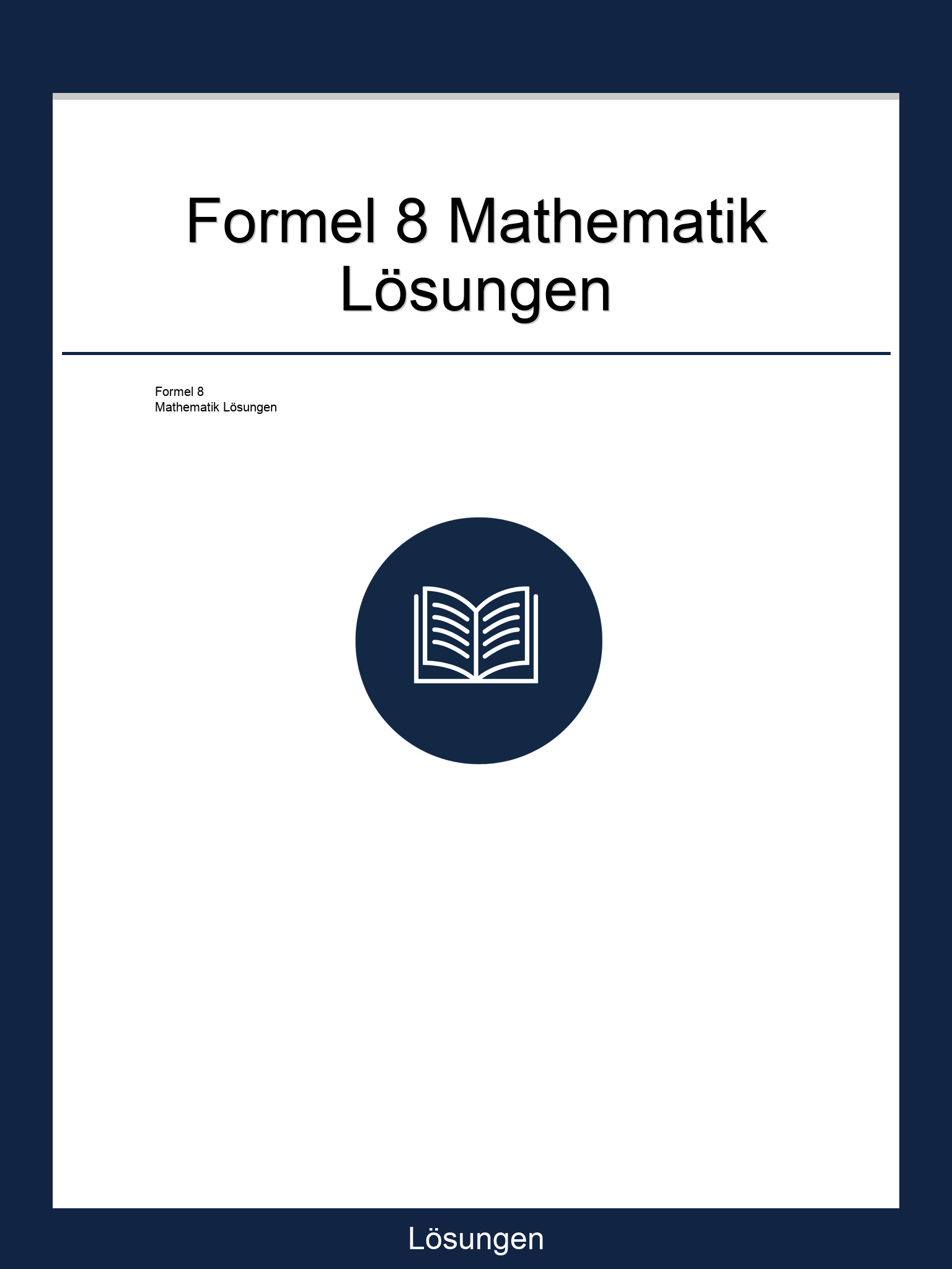 Formel 8 Mathematik Lösungen PDF