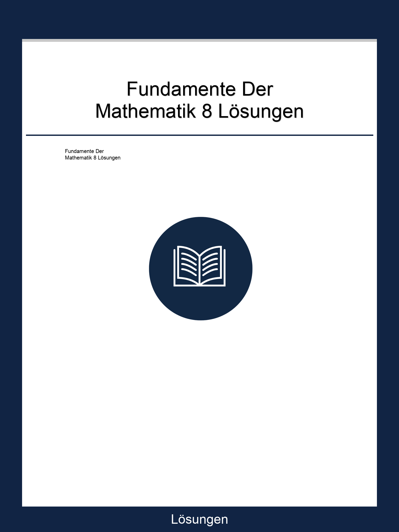 Fundamente Der Mathematik 8 Lösungen PDF